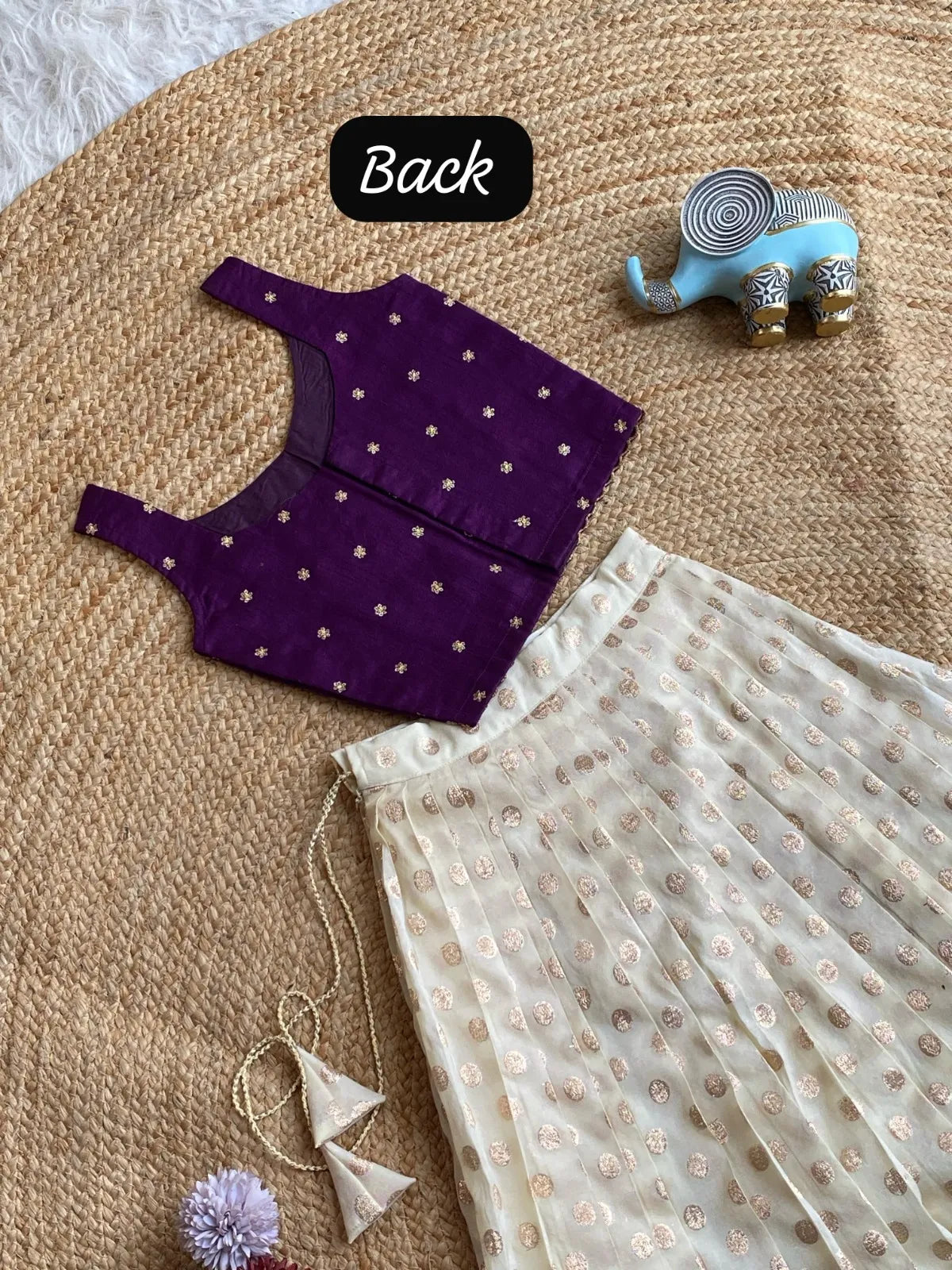 Chic Off - White Skirt & Embroidered Top Set for Girls - Wine