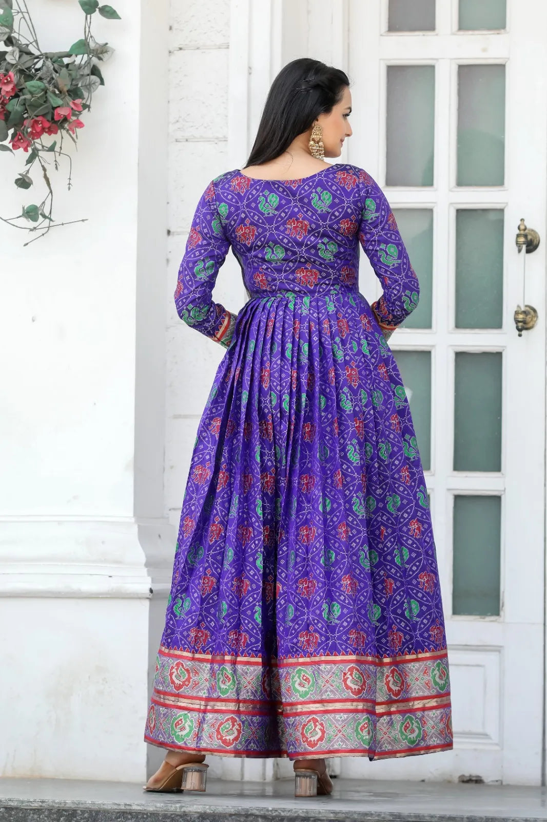 Royal Purple Bandhani Print Anarkali Gown