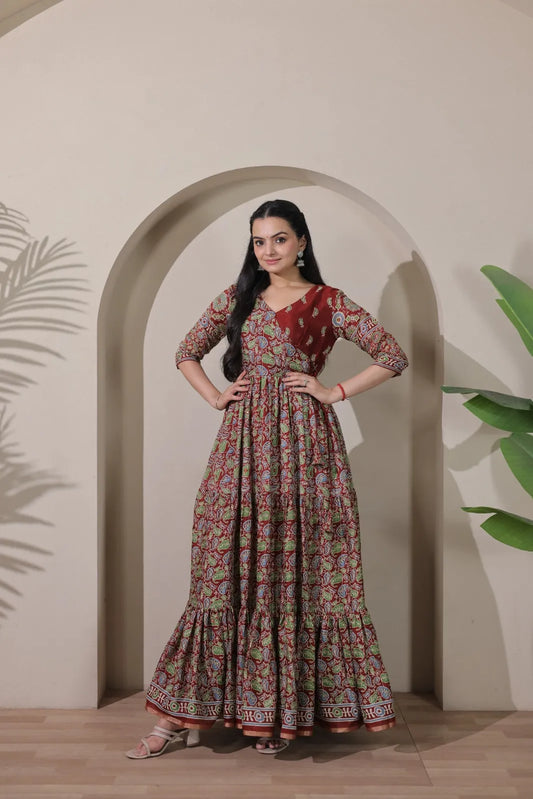 Heritage Printed Traditional Ethnic Gown