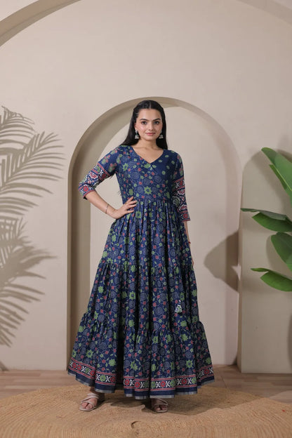 Beautiful Printed Traditional Ethnic Gown