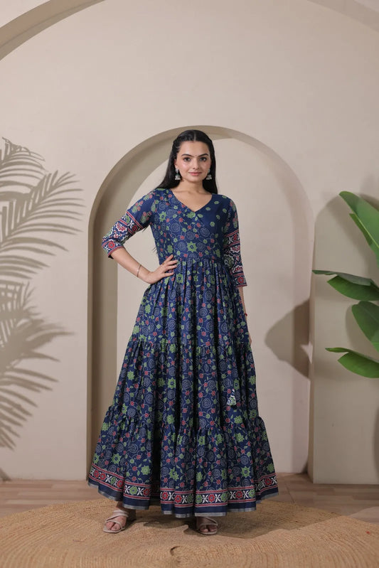 Beautiful Printed Traditional Ethnic Gown