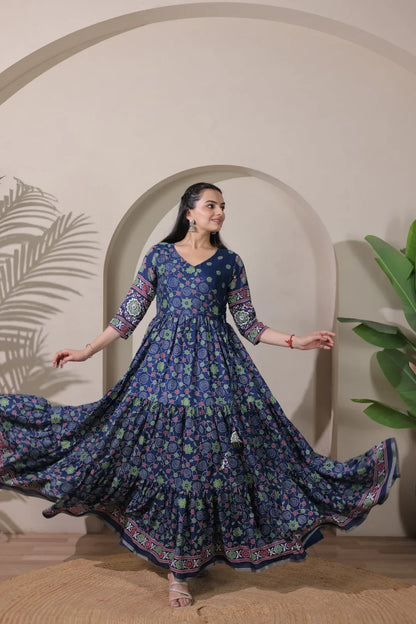 Beautiful Printed Traditional Ethnic Gown