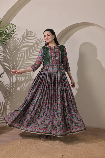 Beautiful Kalamkari Printed Traditional Gown