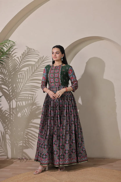 Beautiful Kalamkari Printed Traditional Gown