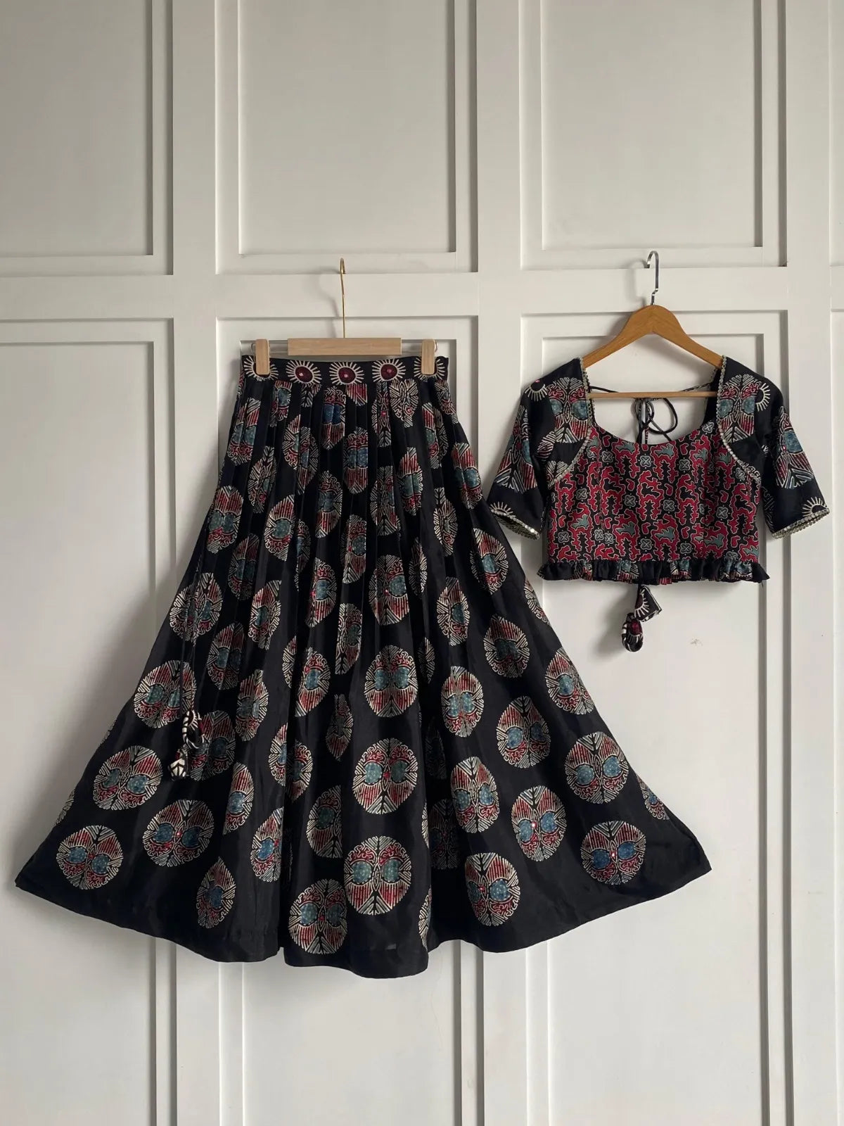 Black Ajrakh Print Lehenga Set Chaniya Choli