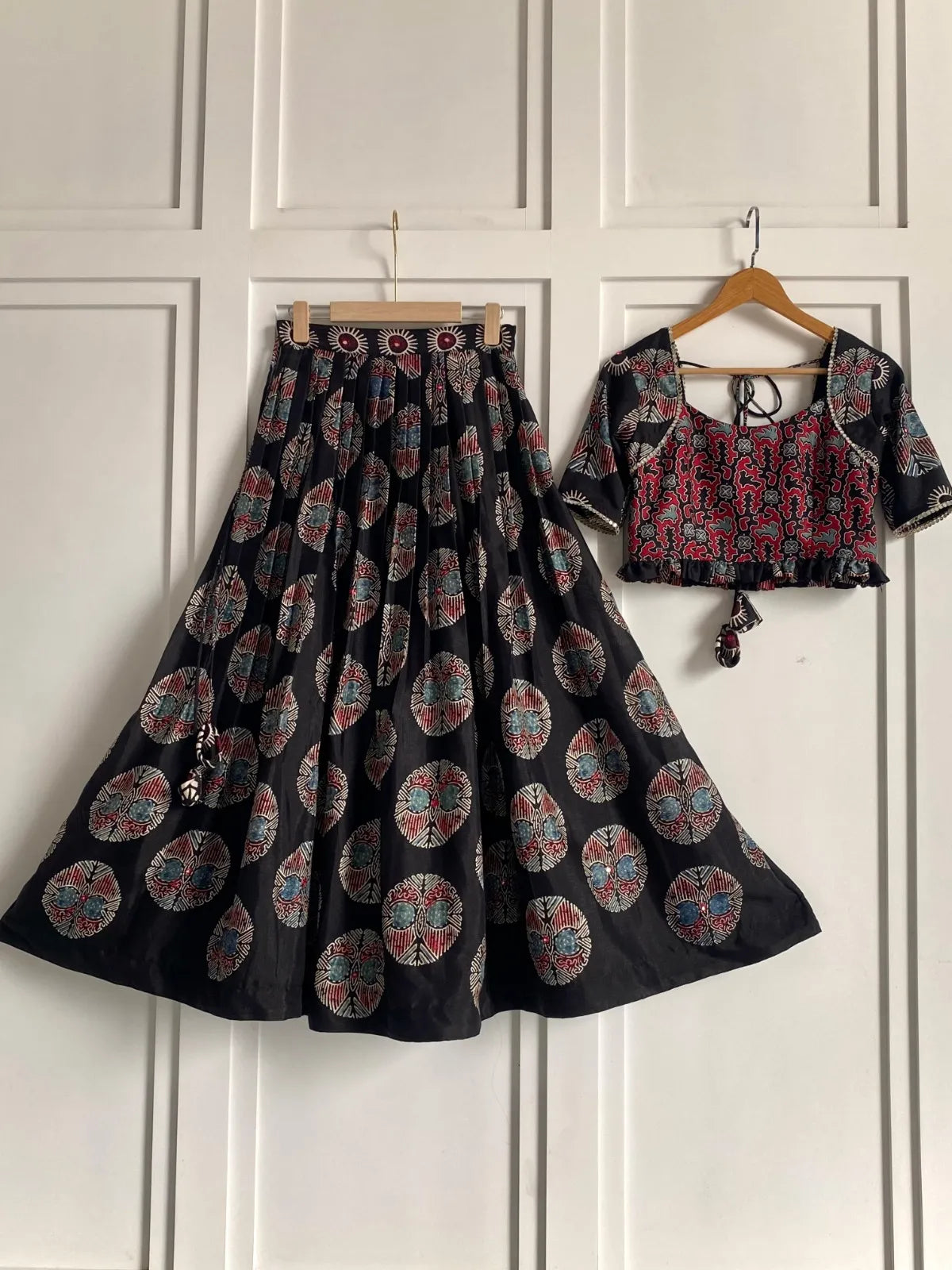 Black Ajrakh Print Lehenga Set Chaniya Choli
