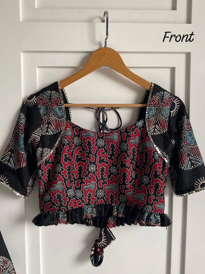 Black Ajrakh Print Lehenga Set Chaniya Choli