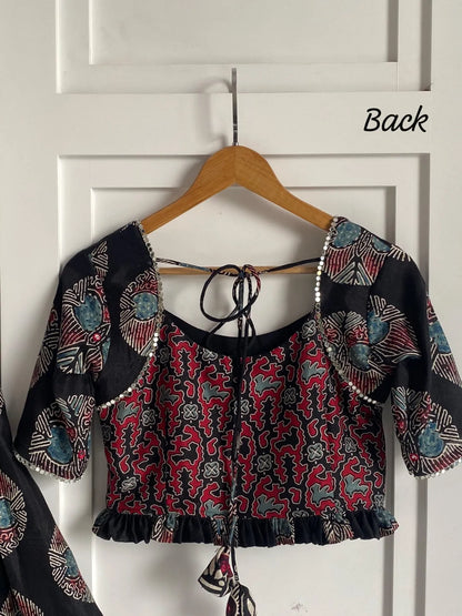 Black Ajrakh Print Lehenga Set Chaniya Choli