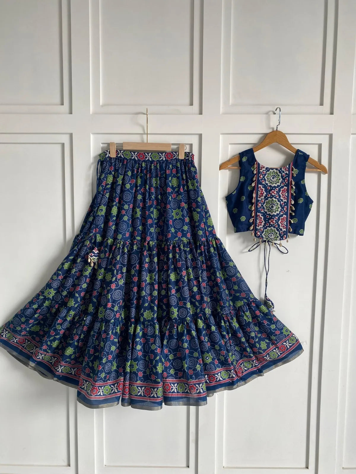 Blue Ajrakh Print Lehenga Set Chaniya Choli