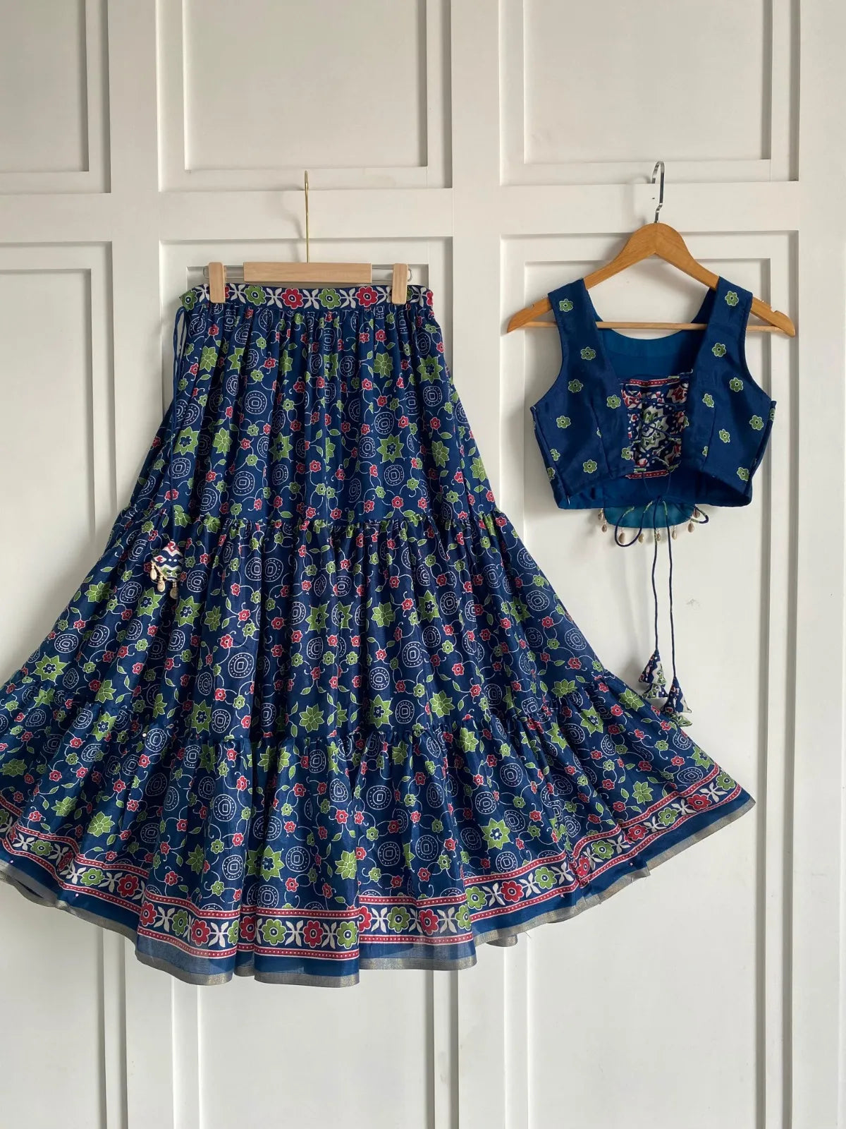 Blue Ajrakh Print Lehenga Set Chaniya Choli