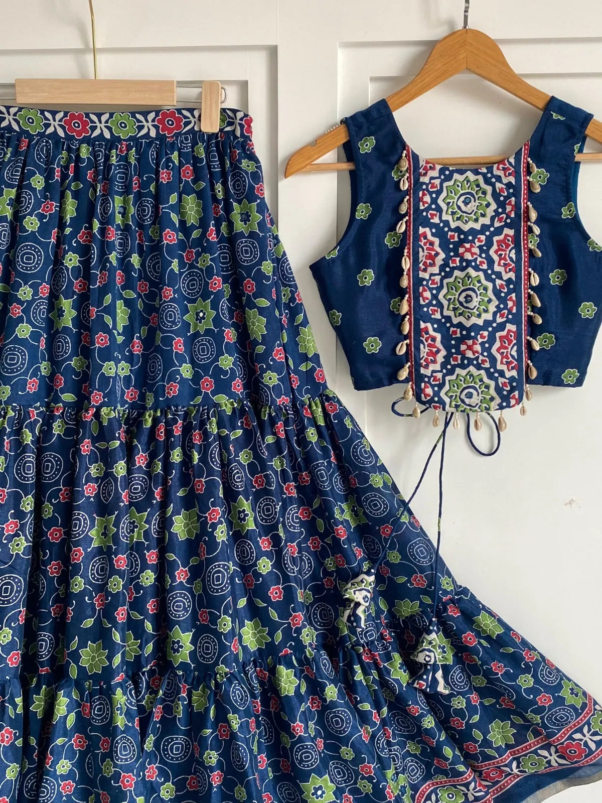 Blue Ajrakh Print Lehenga Set Chaniya Choli