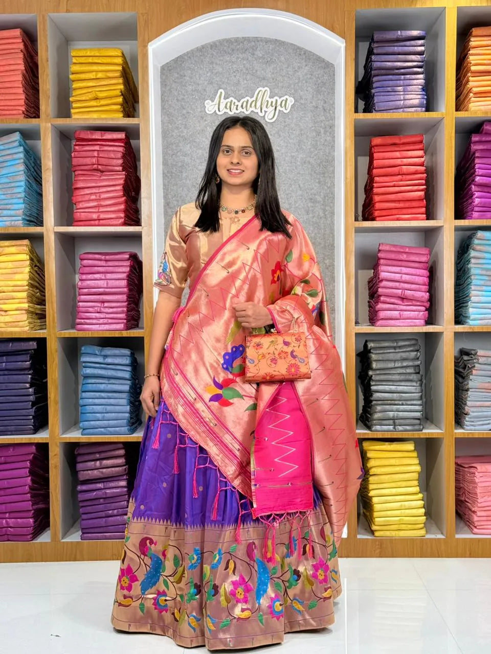 Designer Paithani Style Lehenga Choli Set - Purple