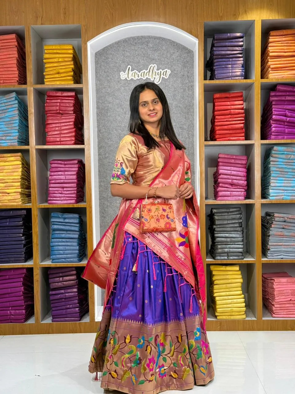 Designer Paithani Style Lehenga Choli Set - Purple