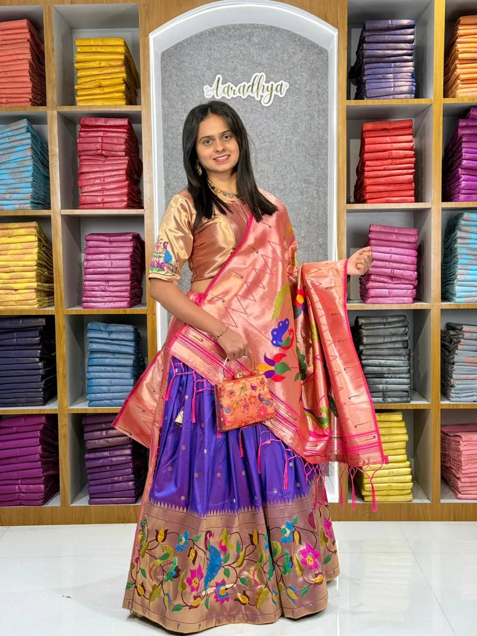 Designer Paithani Style Lehenga Choli Set - Purple