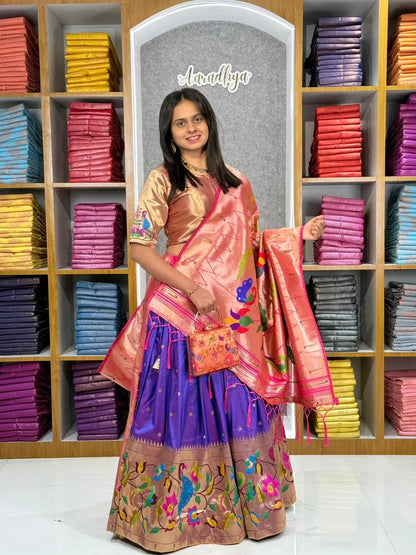 Designer Paithani Style Lehenga Choli Set - Purple