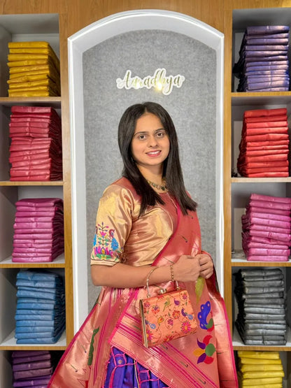 Designer Paithani Style Lehenga Choli Set - Purple