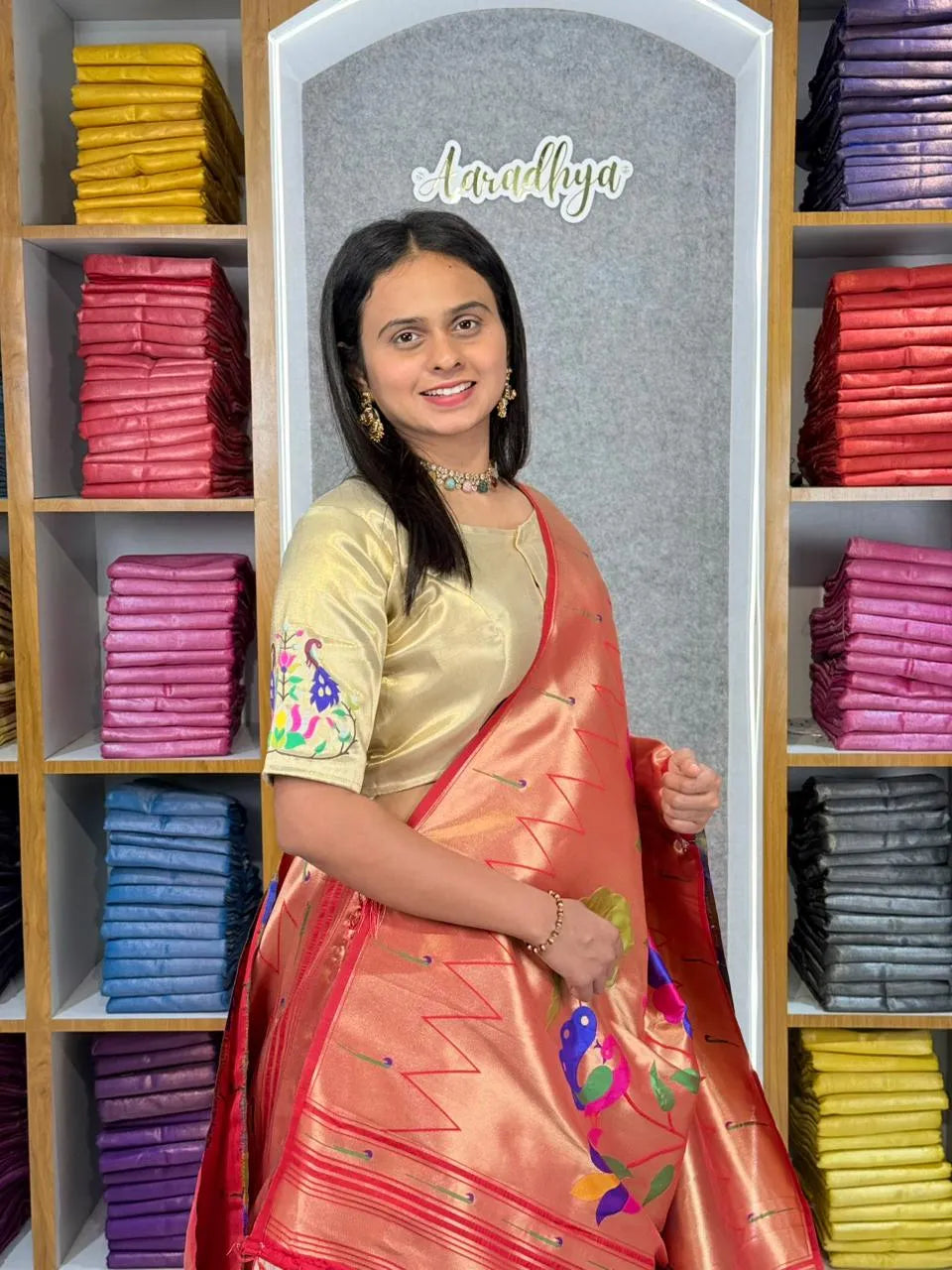 Designer Paithani Style Lehenga Choli Set - White