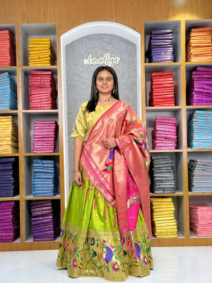 Designer Paithani Style Lehenga Choli Set - Parrot