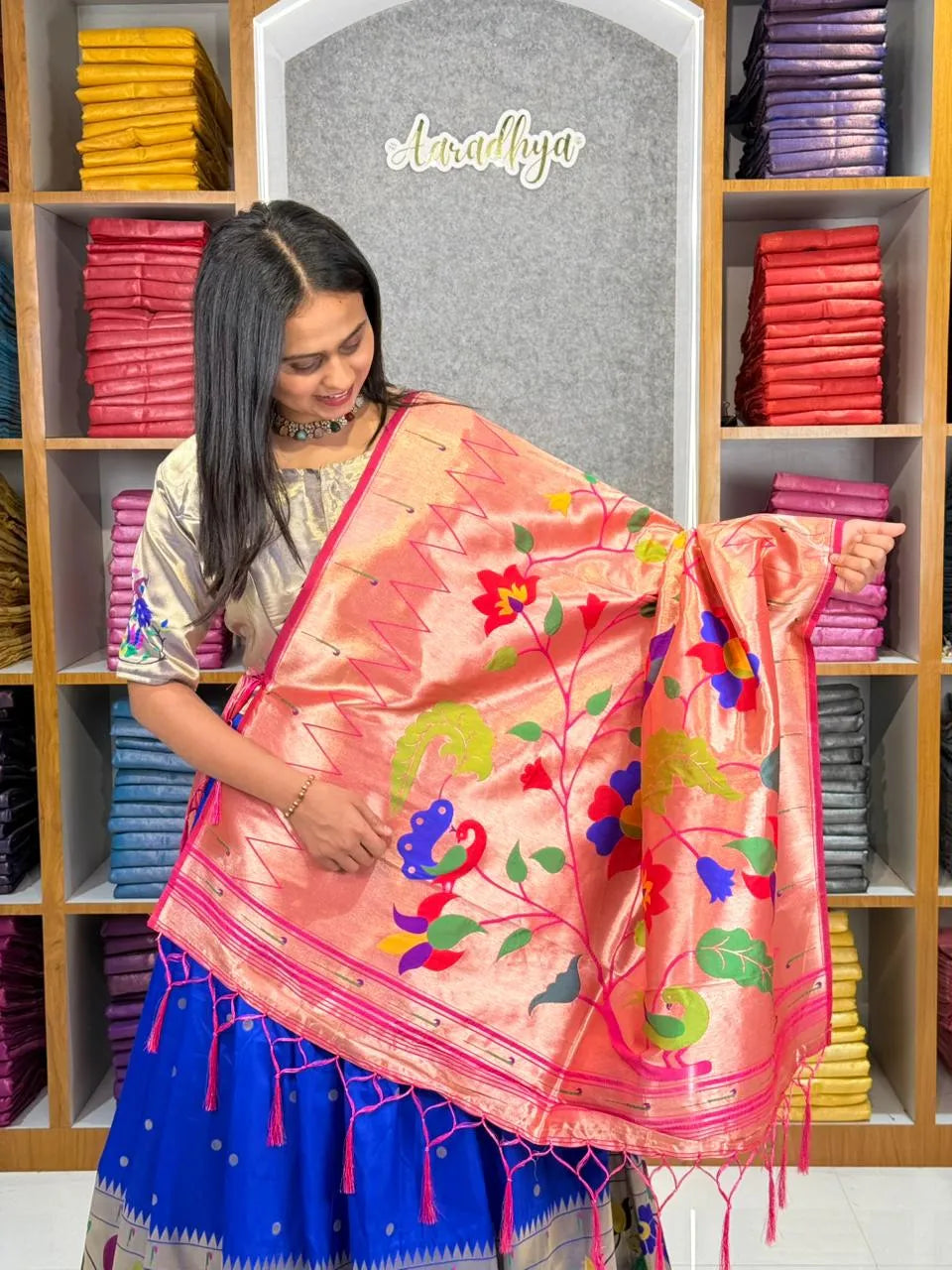 Designer Paithani Style Lehenga Choli Set - Blue