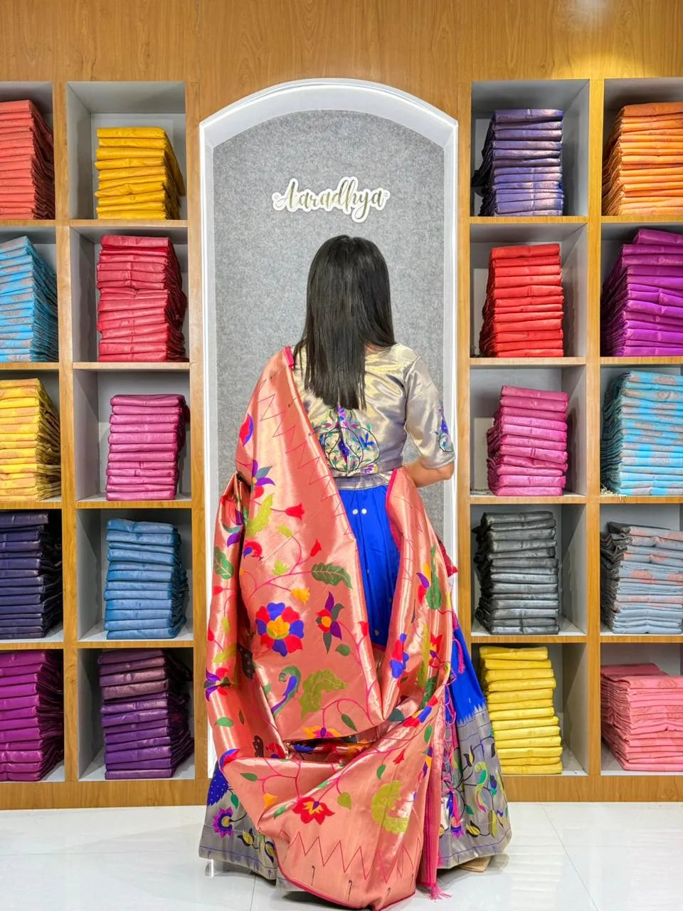 Designer Paithani Style Lehenga Choli Set - Blue