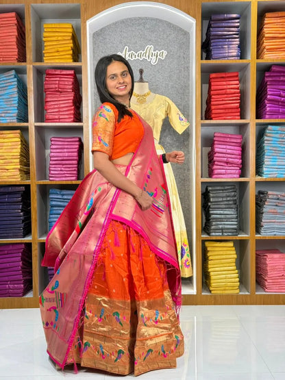 Traditional Bandhani Style Paithani Lehenga Set