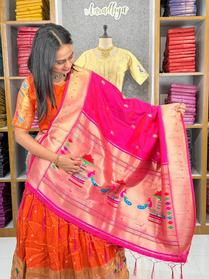 Traditional Bandhani Style Paithani Lehenga Set