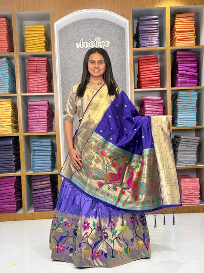 Traditional Peacock Paithani Lehenga Set - Lavender
