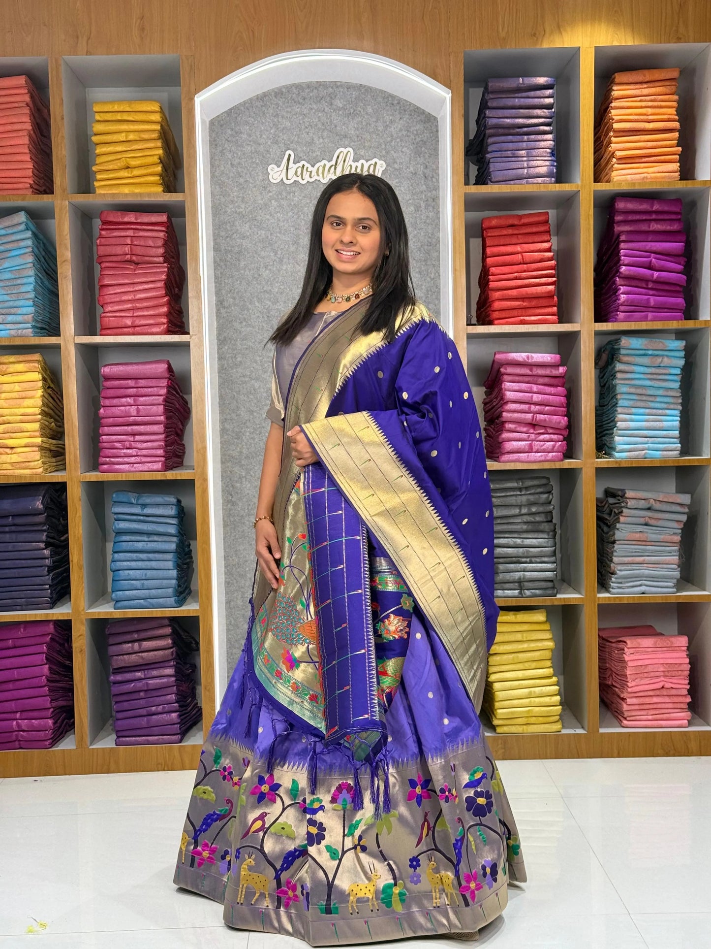 Traditional Peacock Paithani Lehenga Set - Lavender