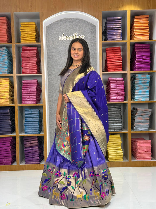 Traditional Peacock Paithani Lehenga Set - Lavender