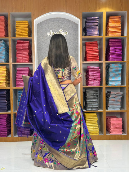 Traditional Peacock Paithani Lehenga Set - Lavender