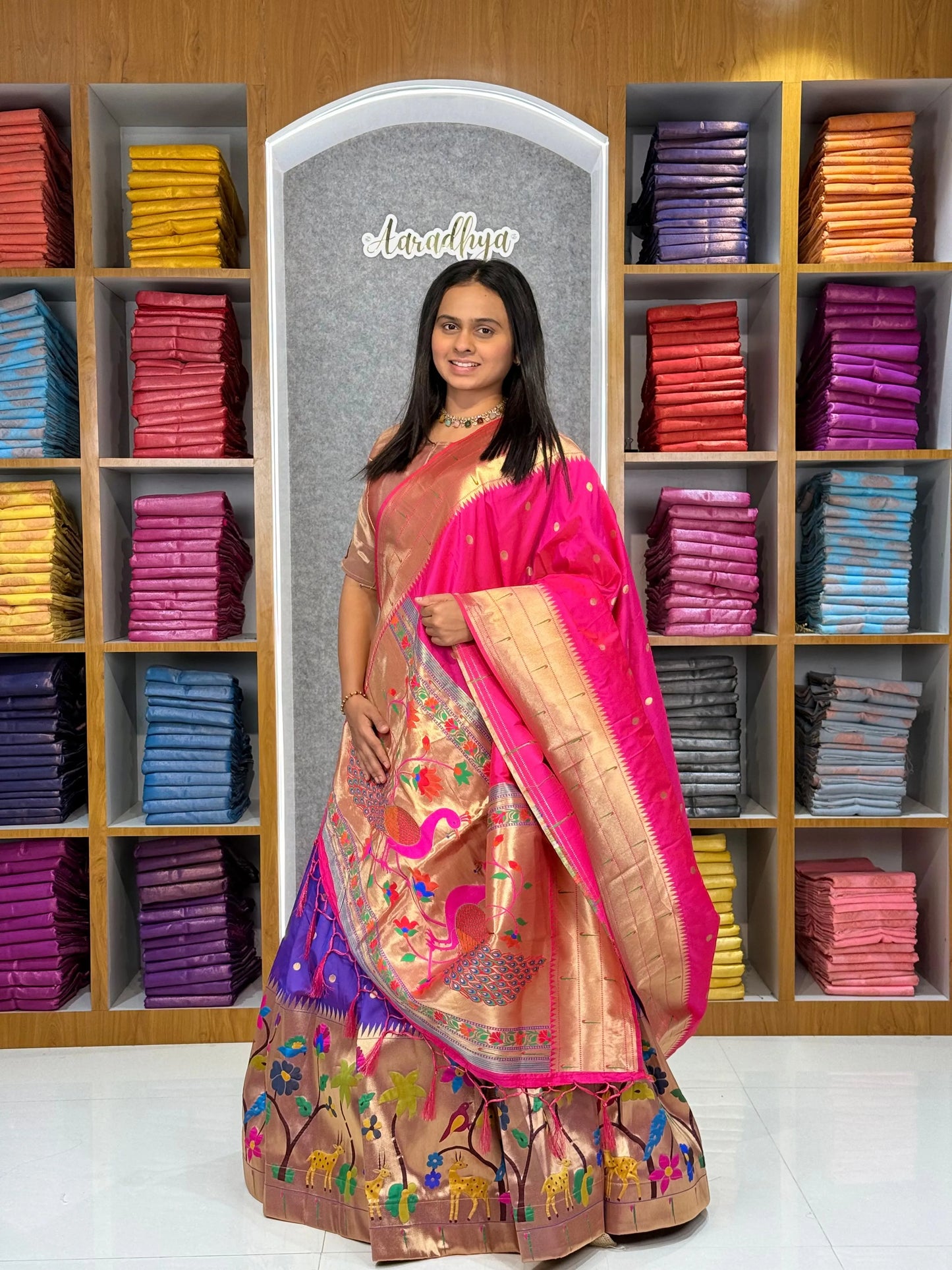 Traditional Peacock Paithani Lehenga Set - Purple