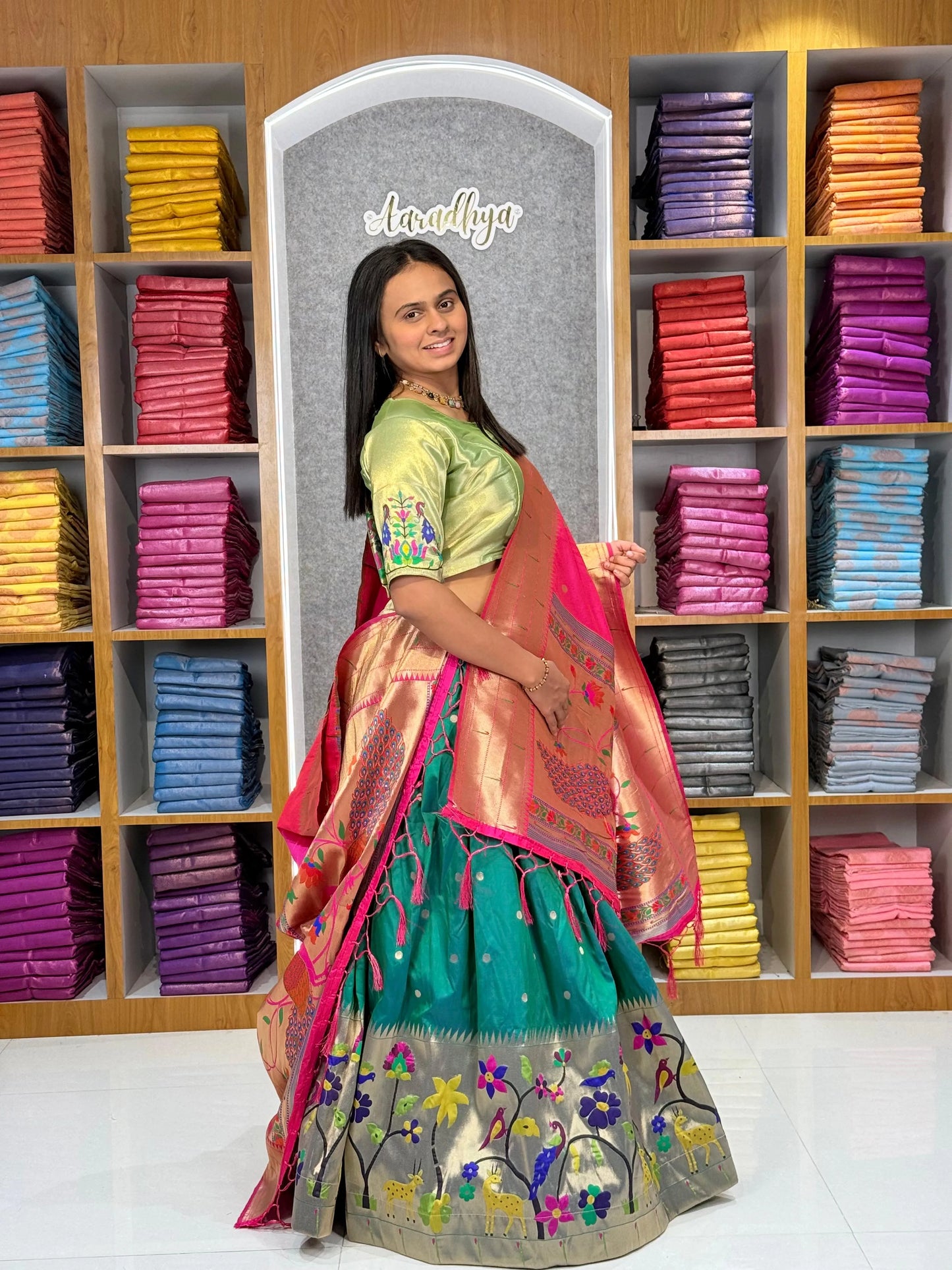 Traditional Peacock Paithani Lehenga Set - Morpich