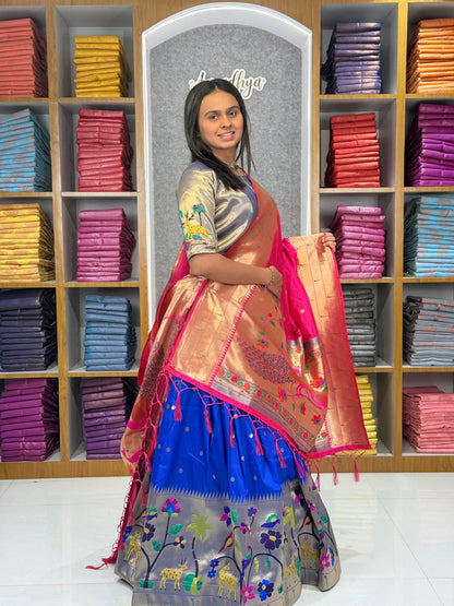 Traditional Peacock Paithani Lehenga Set - Violet