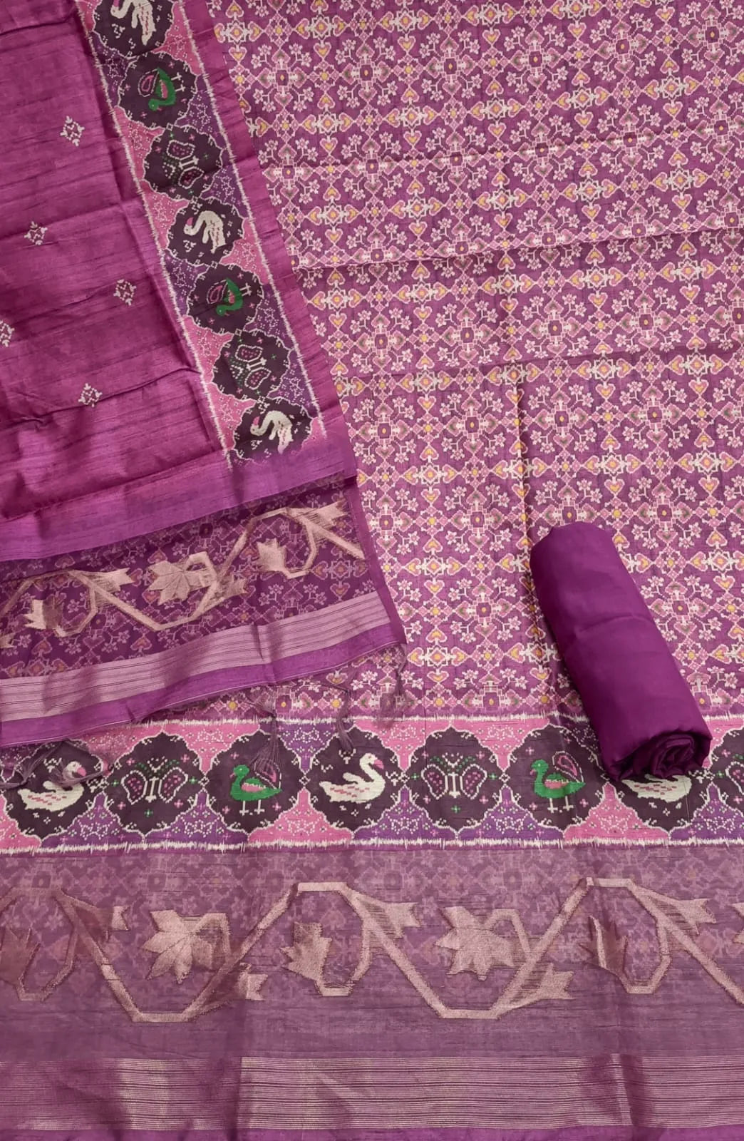 Premium Korean Tussar Unstitched Salwar Suit - Purple