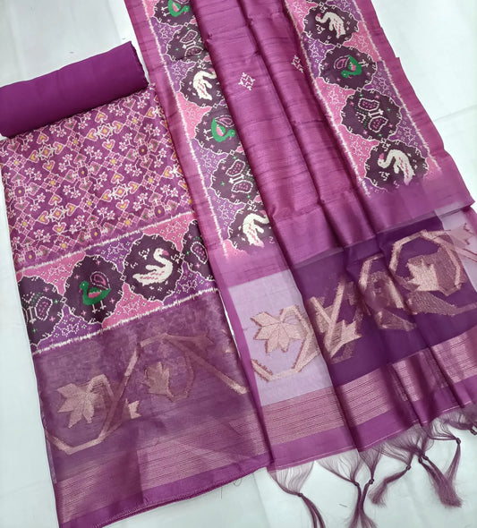 Premium Korean Tussar Unstitched Salwar Suit - Purple