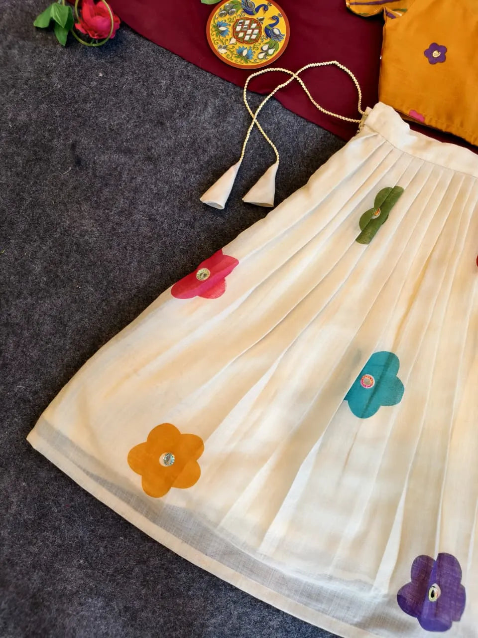 Kids Multi Floral Festive Skirt & Top  (1 Month–16 Years)