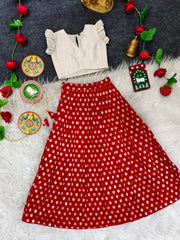 Kids Polka Lehenga Choli Set (1 Month–16 Years) - Red