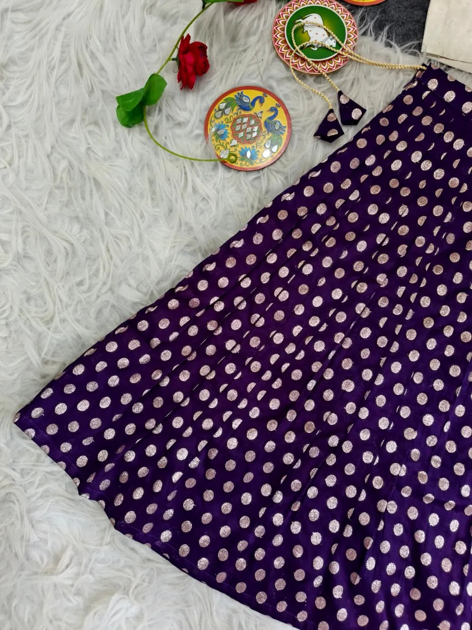 Kids Polka Lehenga Choli Set (1 Month–16 Years) - Purple