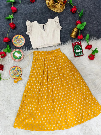 Kids Polka Lehenga Choli Set (1 Month–16 Years) - Yellow
