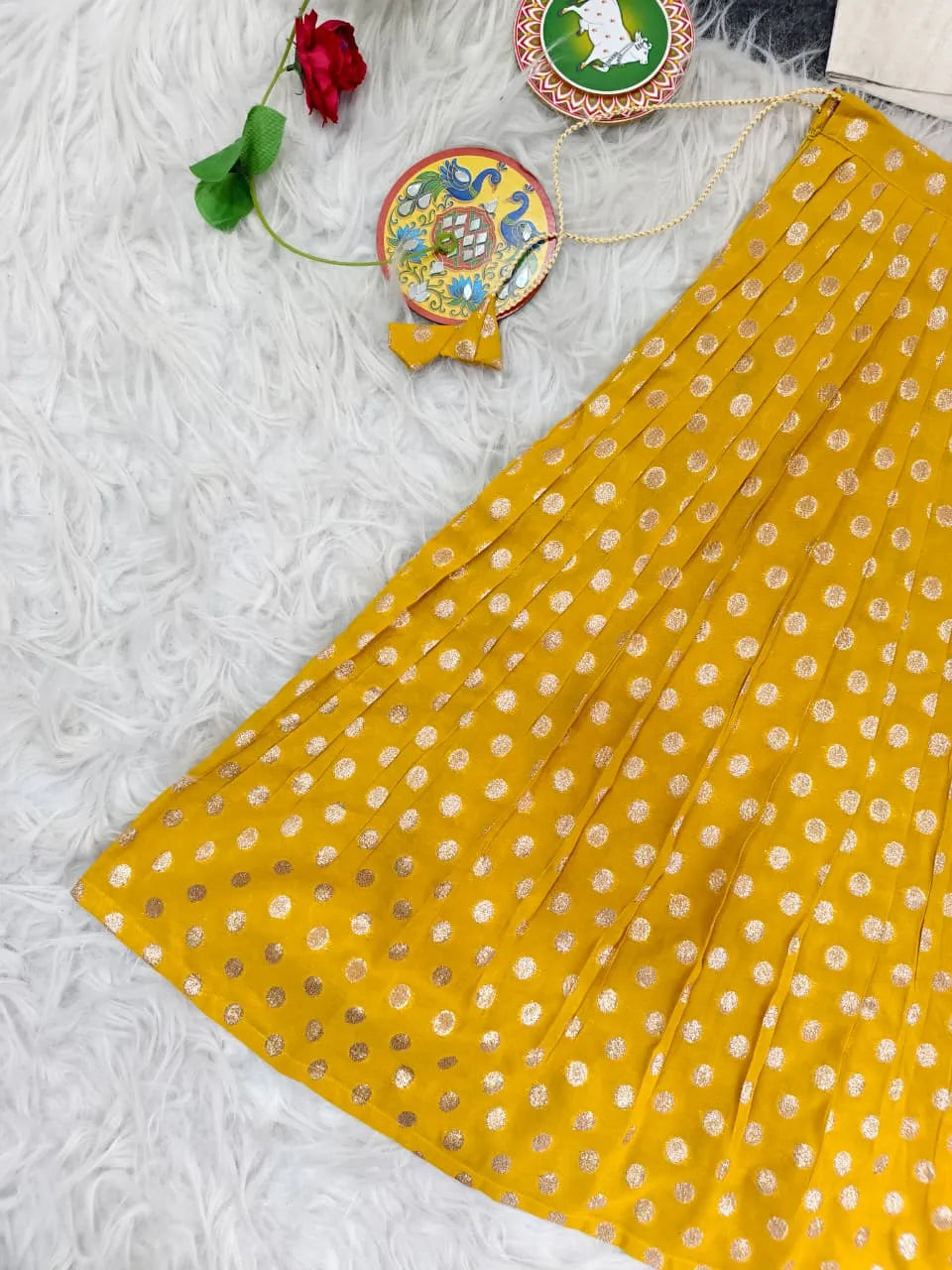 Kids Polka Lehenga Choli Set (1 Month–16 Years) - Yellow