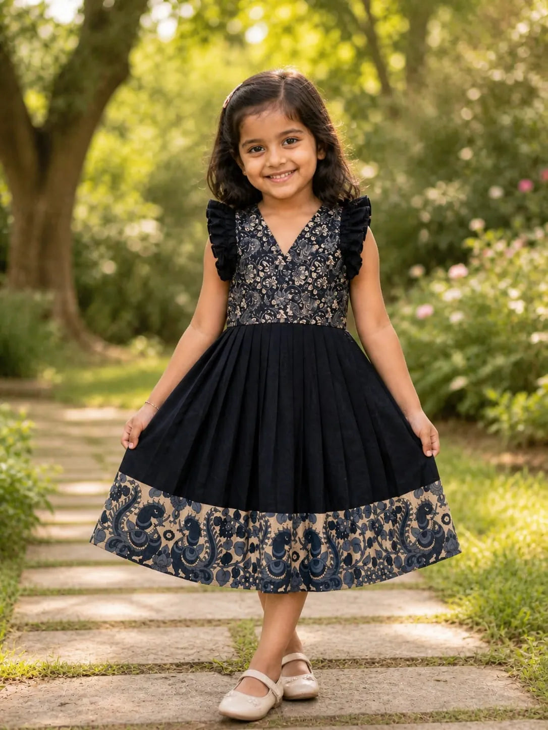 Kids Latest Black Middy Dress