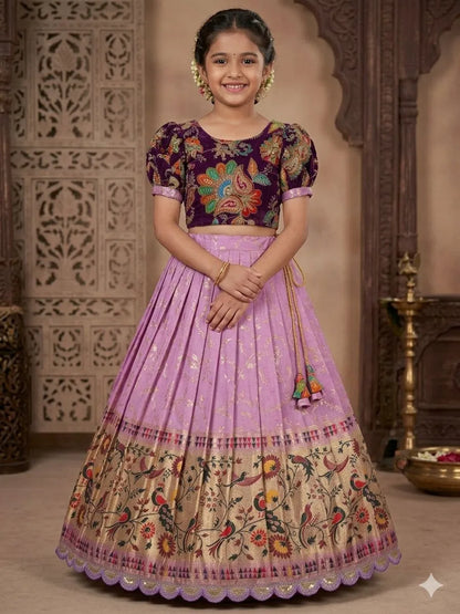 Dola Silk Crepe Position Lehenga - Lilac