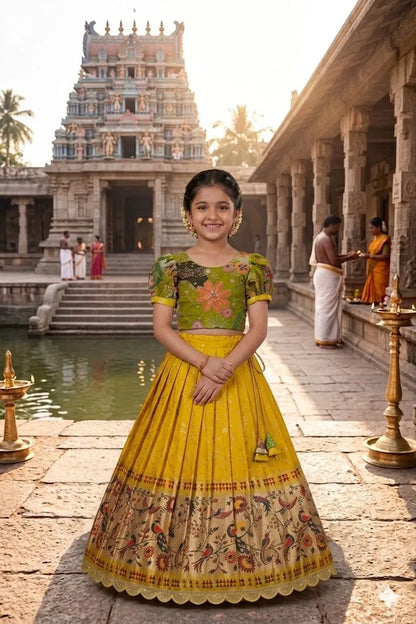 Dola Silk Crepe Position Lehenga - Yellow