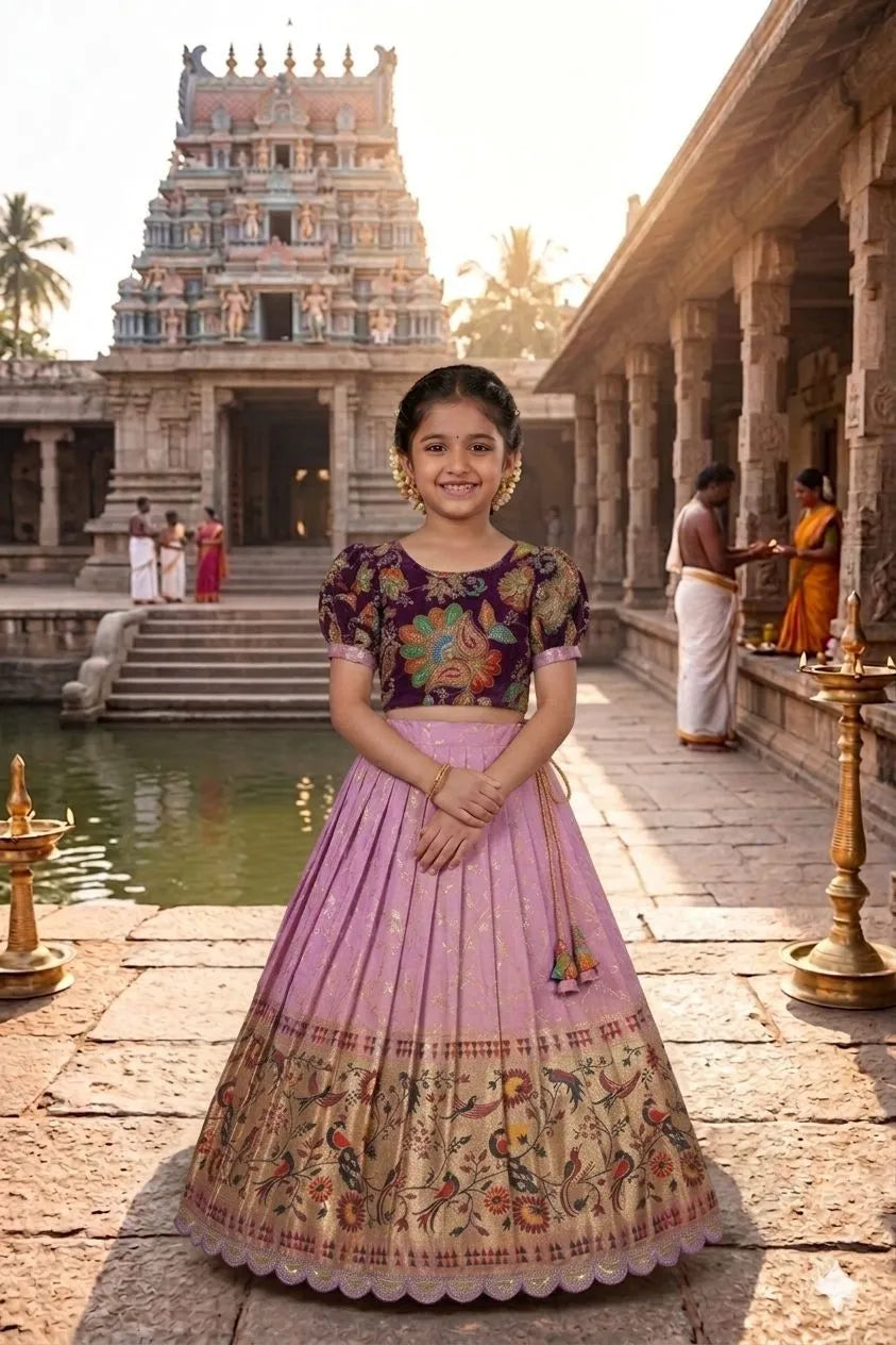 Dola Silk Crepe Position Lehenga - Lilac