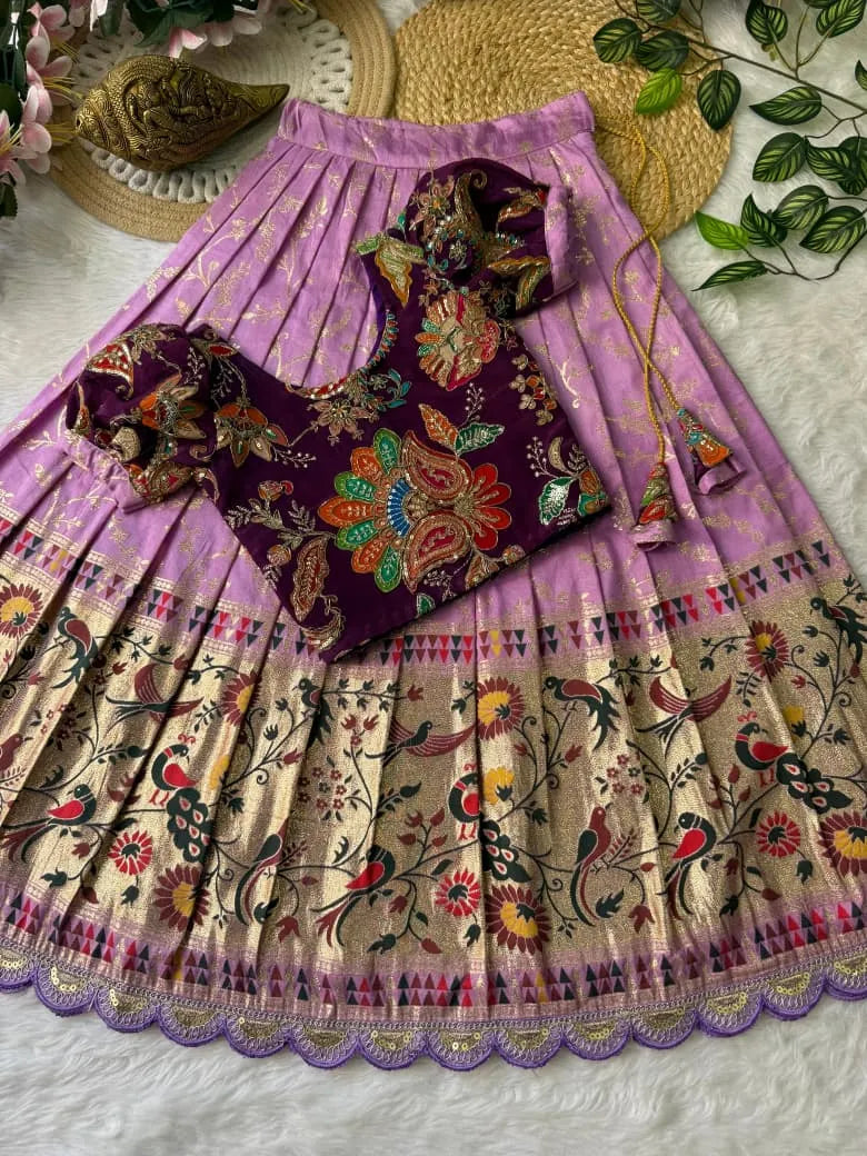 Dola Silk Crepe Position Lehenga - Lilac