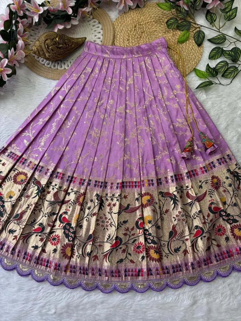 Dola Silk Crepe Position Lehenga - Lilac