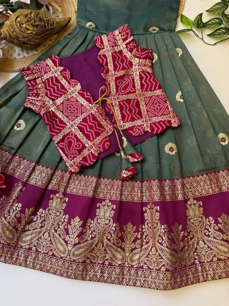 Kids Gown with Coat - Green