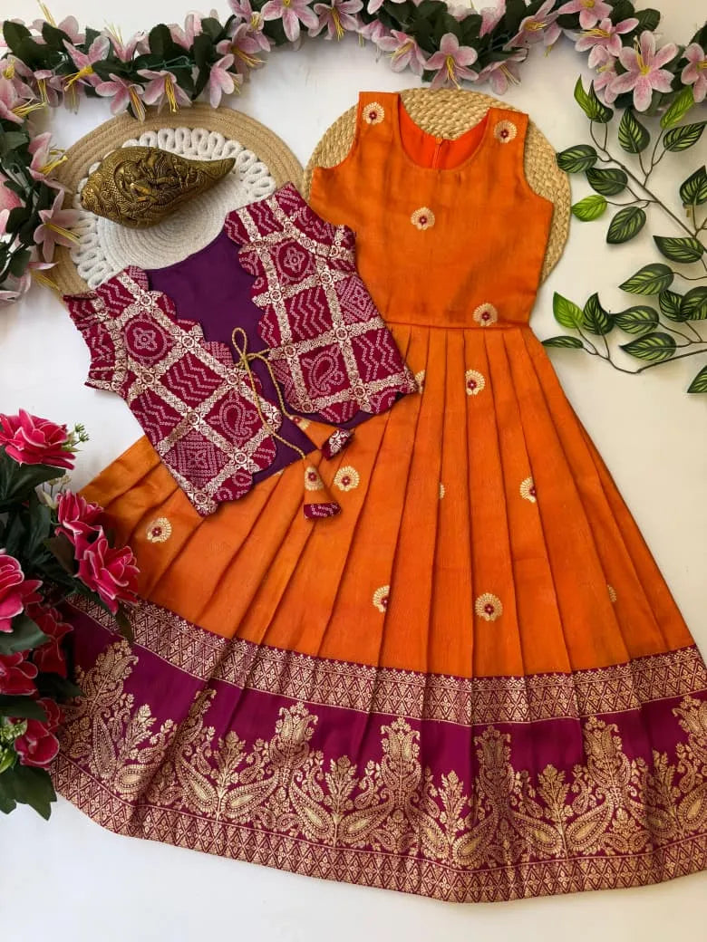 Kids Gown with Coat - Orange