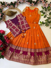 Kids Gown with Coat - Orange