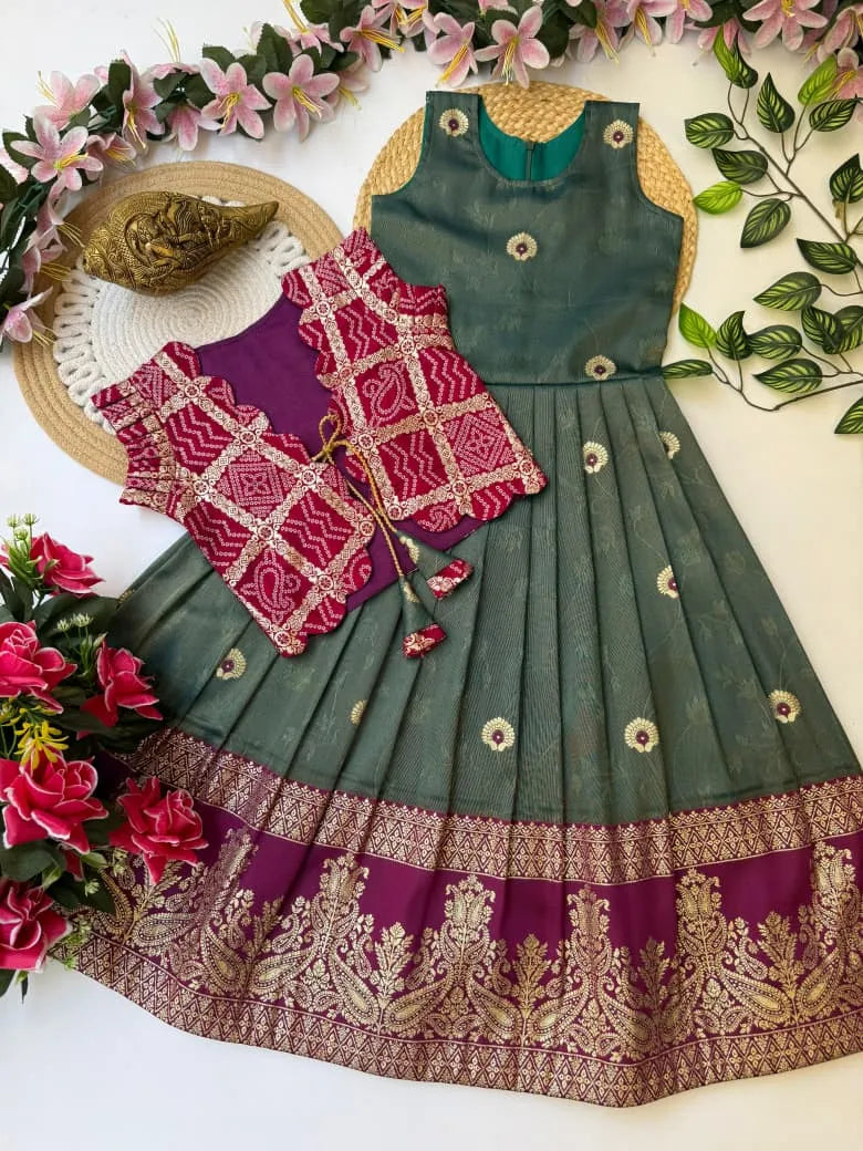 Kids Gown with Coat - Green